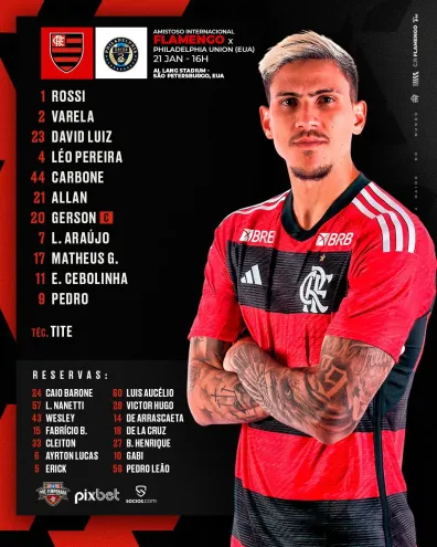 Escalação do Flamengo. Foto: rede social X