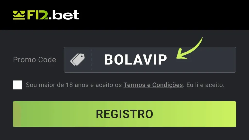 Código bônus F12 bet