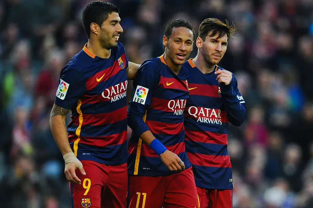 David Ramos/Getty Images- Messi, Suárez e Neymar
