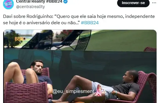 Davi quer eliminação de Rodriguinho