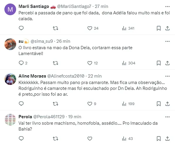 Internautas comentam sobre falas de Dona Déa sobre Yasmin Brunet – Foto: Twitter