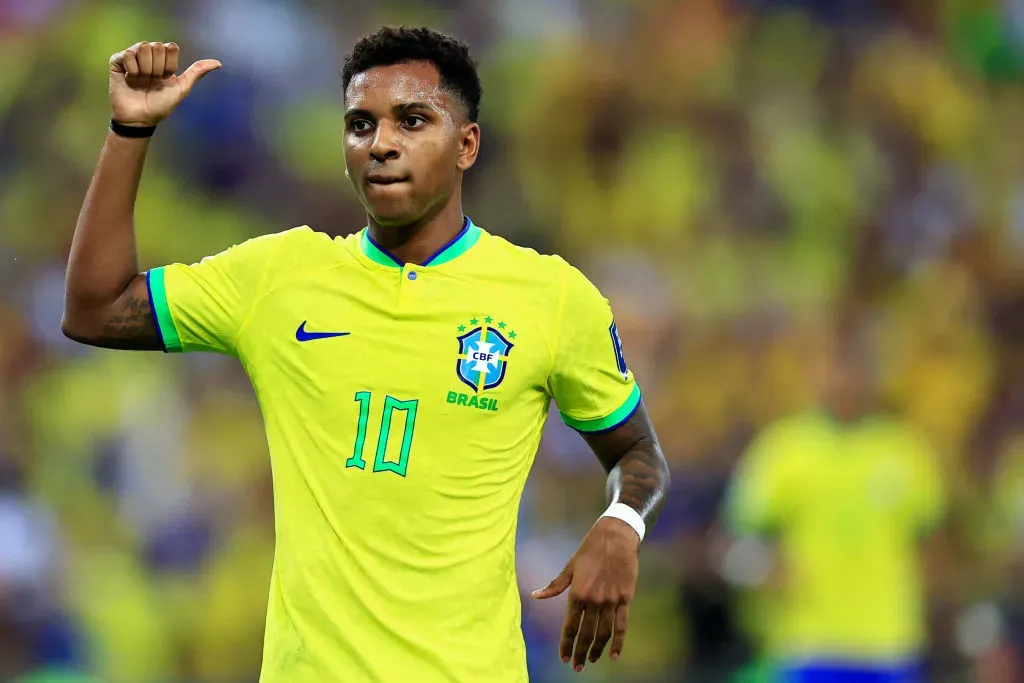 Rodrygo em jogo pela Seleção Brasileira Buda Mendes/Getty Images)