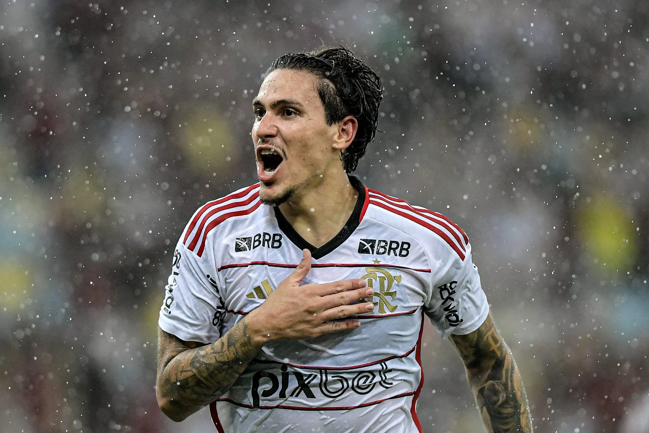 Pedro, centroavante do Flamengo. Foto: Thiago Ribeiro/AGIF