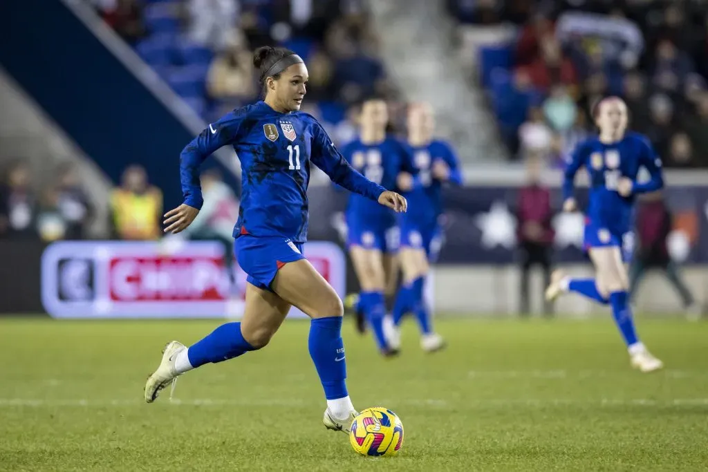 Jogadora da Seleção dos Estados Unidos atuando (Foto de Ira L. Black/Getty Images)