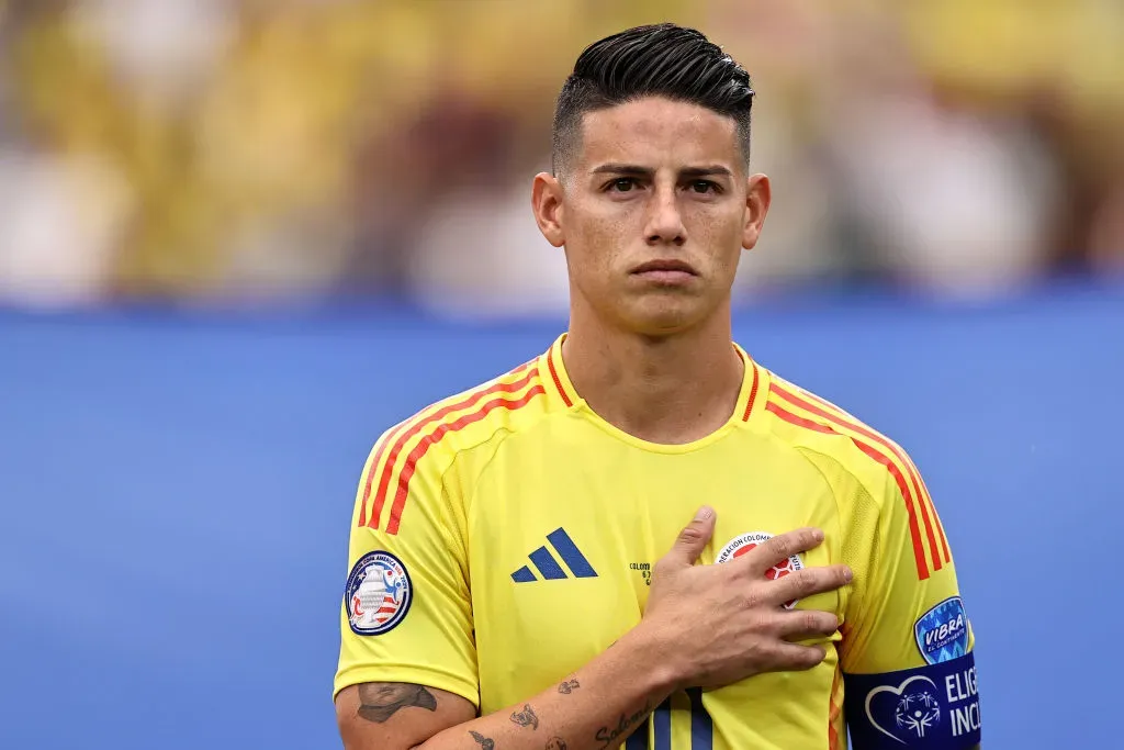 James Rodríguez em jogo da Colômbia. Omar Vega/Getty Images.