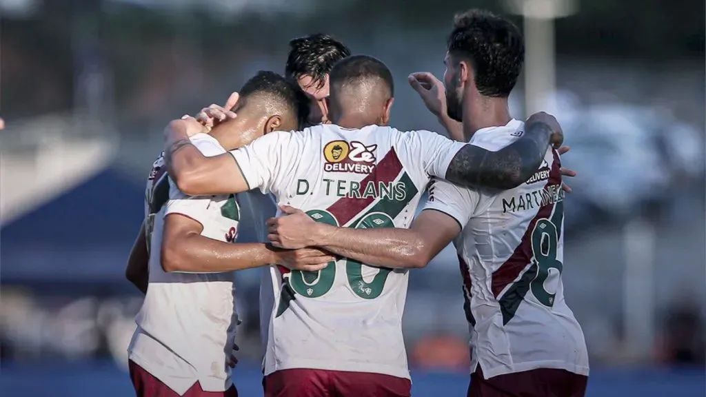 Jogadores do Fluminense comemoram gol. Divulgação/Fluminense.Divulgação/Fluminense.