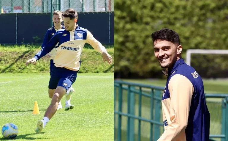 Elenco do tricolor paulista durante o treino desta terça-feira – Foto: Divulgação/São Paulo FC