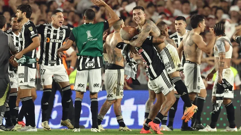 Jogadores do Atlético-MG comemorando. Foto: Alejandro Pagni/IMAGO/PHOTOxPHOTO