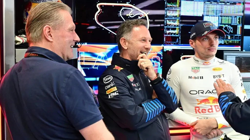 Jos Verstappen, Horner e Max Vestappen no GP de São Paulo