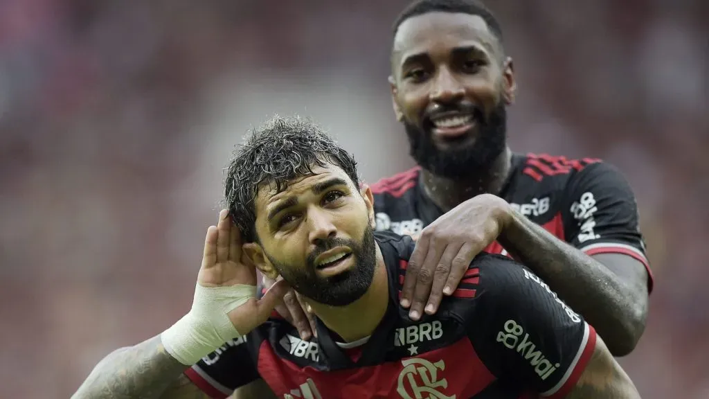 Gabigol comemorando. Foto: Alexandre Loureiro/AGIF