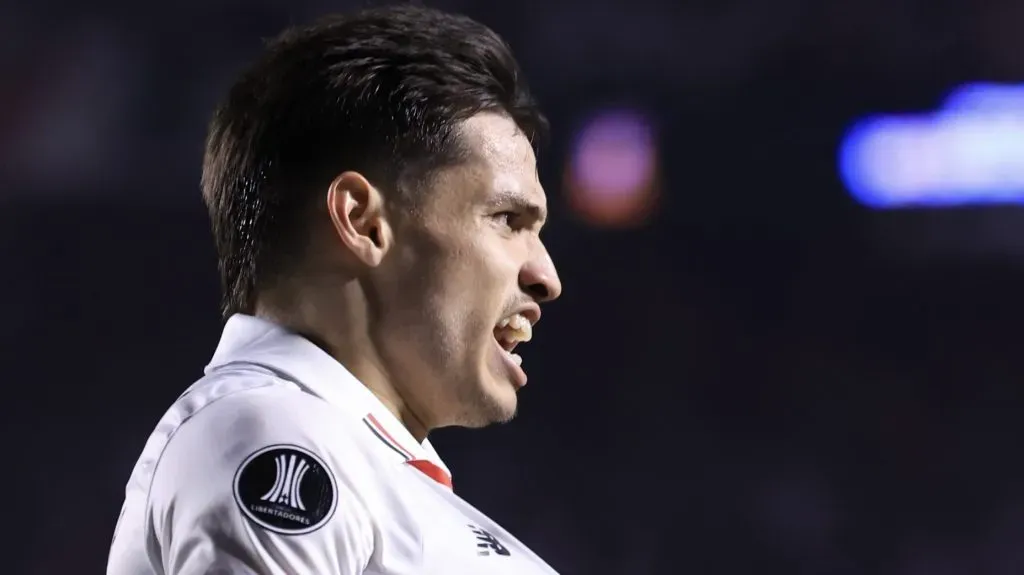 Bobadilla jogador do Sao Paulo comemora seu gol durante partida contra o Nacional (URU) no estadio Morumbi pelo campeonato Copa Libertadores 2024. Foto: Marcello Zambrana/AGIF