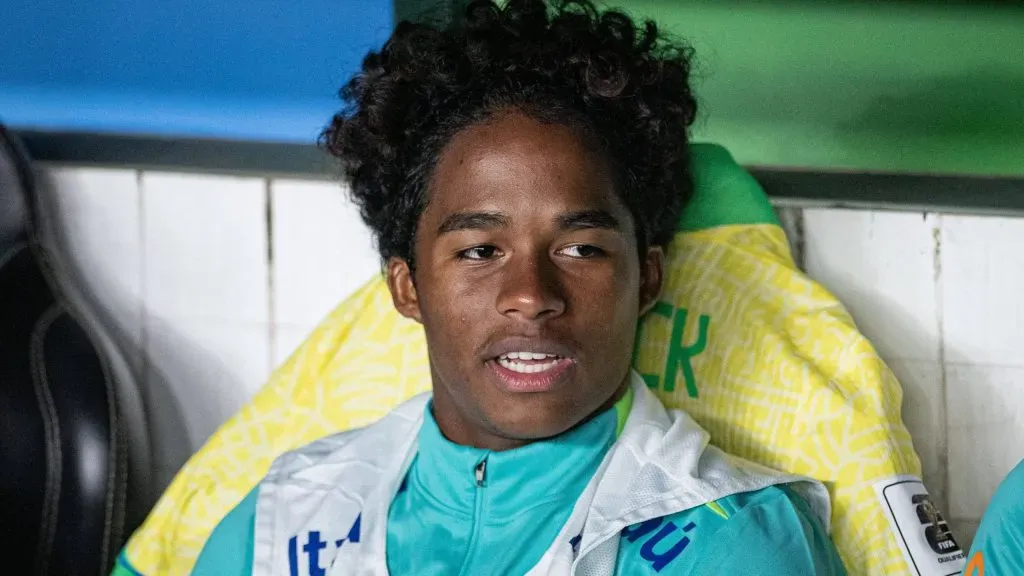 Endrick durante partida do Brasil. Foto: Ronaldo Barreto/Thenews2/imago images