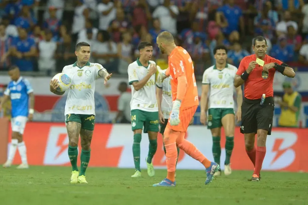 Jogadores do Palmeiras comemoram gol contra o Bahia. Foto: Jhony Pinho/AGIF