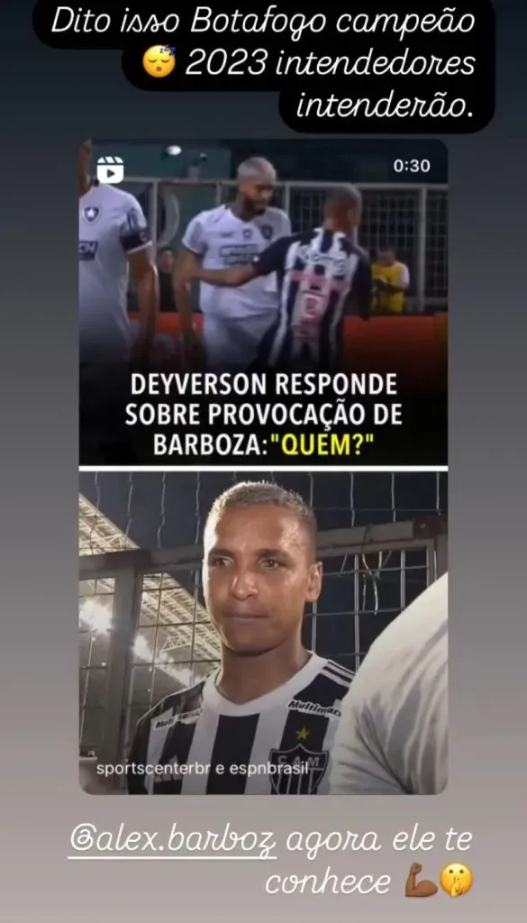 Júnior Santos provoca Deyverson. Instagram/Júnior Santos.