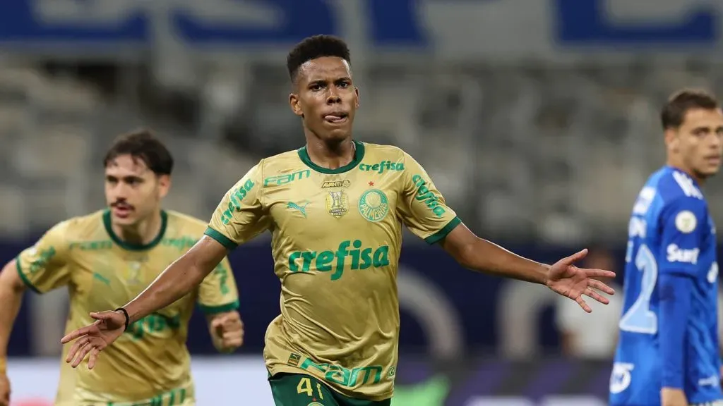 Estêvão marca gol da vitória do Palmeiras sobre o Cruzeiro. Foto: Cesar Greco/Palmeiras