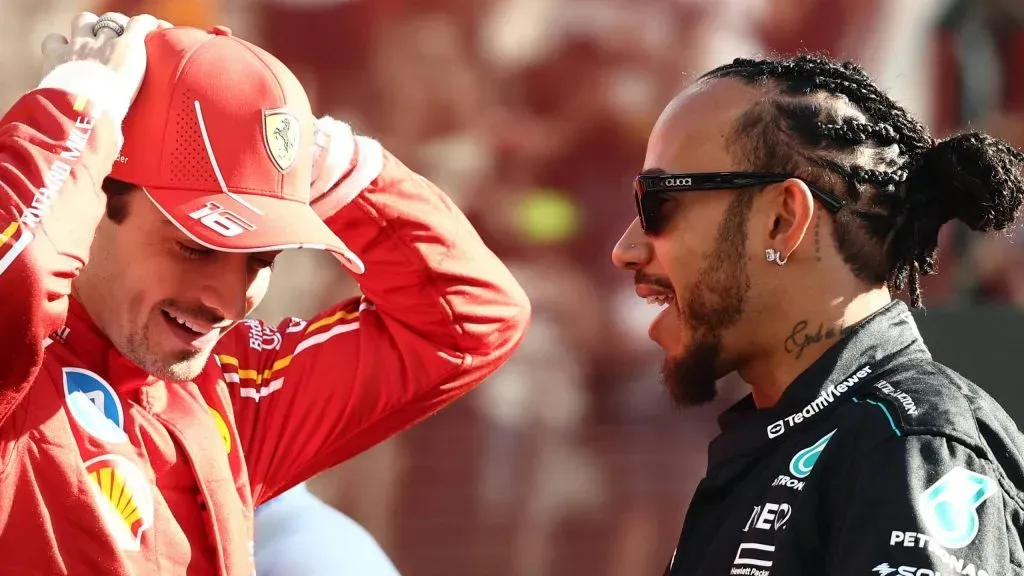 Hamilton e seu futuro companheiro de Ferrari Charles Leclerc