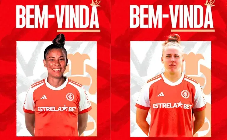 Rafa Mineira, ex-São Paulo e Letícia Debiasi, ex-Botafogo chegam para reforçar o elenco colorada em 2025. Foto: Divulgação/Internacional