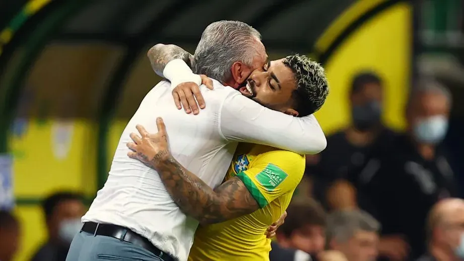 Gabigol e Tite pela Seleção Brasileira. Foto: Buda Mendes/Getty Images