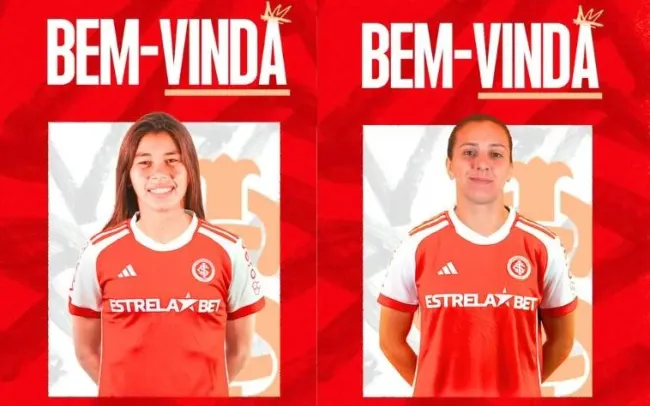 Mayara Vaz, ex-Botafogo e Julia Bianchia, ex-Chicago Stars reforçam o elenco colorado em 2025 e juntam à uruguaia, recém-chegada, Fefa Lacoste. Foto: Divulgação/Internacional
