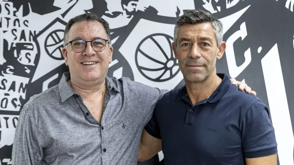 Marcelo Teixeira e Pedro Caixinha - Foto: Bruno Vaz/Santos FC.