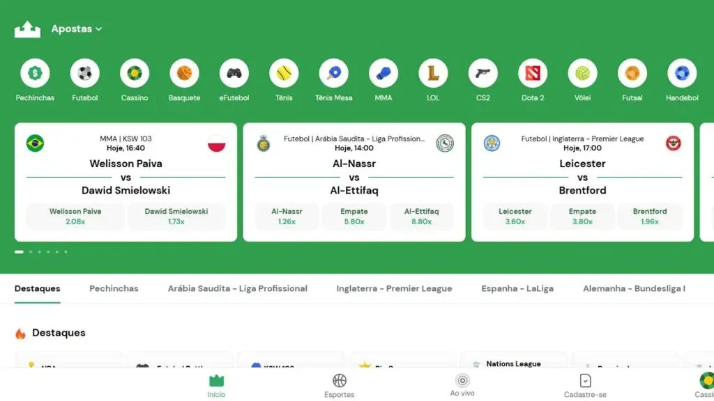 Com Rei do Pitaco você pode apostar em diferentes esportes, e-Sports e cassino