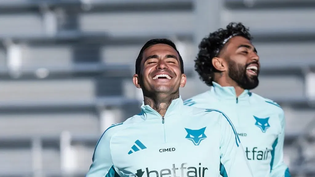 Dudu e Gabigol em treino do Cruzeiro