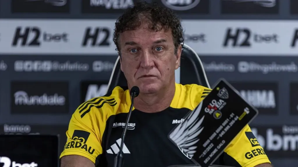 Cuca em coletiva. Foto: Pedro Souza/Atlético