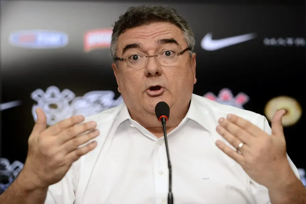 SAO PAULO – SP – 06/02/2015 – TREINO DO CORINTHIANS – O presidente Mario Gobbi durante coletiva de imprensa apos treino do Corinthians no CT Joaquim Grava. Foto: Mauro Horita/AGIF