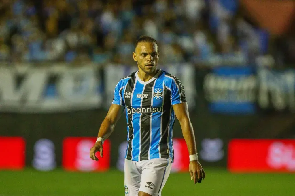 Braithwaite, do Grêmio, em partida contra o Brasil de Pelotas pelo Campeonato Gaúcho 2025. Foto: Volmer Perez / AGIF