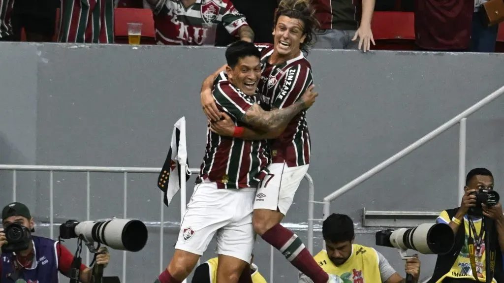 DF – BRASILIA – 05/02/2025 – CARIOCA 2025, VASCO X FLUMINENSE – German Cano jogador do Fluminense comemora seu gol durante partida contra o Vasco no estadio Mane Garrincha pelo campeonato Carioca 2025. Foto: Mateus Bonomi/AGIF