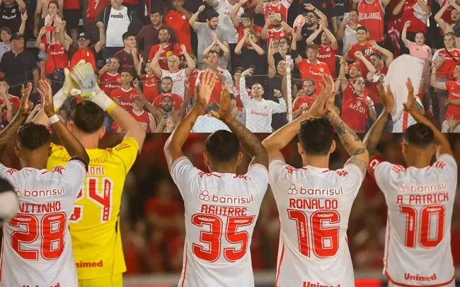 Torcida colorada comemora vitória com jogadores do Inter. Foto: Divulgação/Internacional