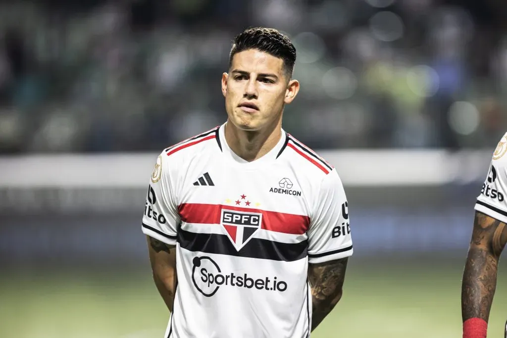 SP – SAO PAULO – 25/10/2023 – BRASILEIRO A 2023, PALMEIRAS X SAO PAULO – James Rodriguez jogador do Sao Paulo durante partida contra o Palmeiras no estadio Arena Allianz Parque pelo campeonato Brasileiro A 2023. Foto: Abner Dourado/AGIF