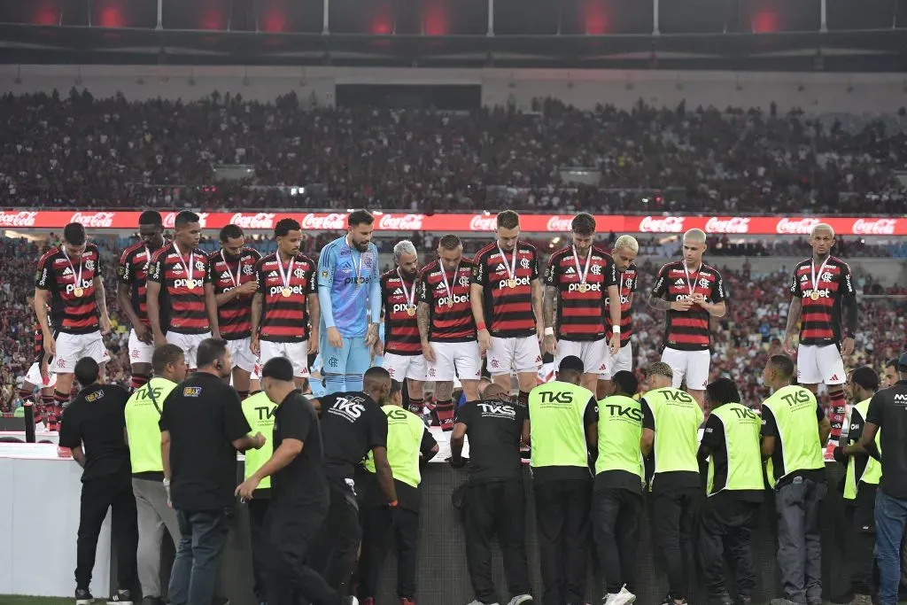 Jogadores do Flamengo comemoraram o título. Foto: Thiago Ribeiro/AGIF