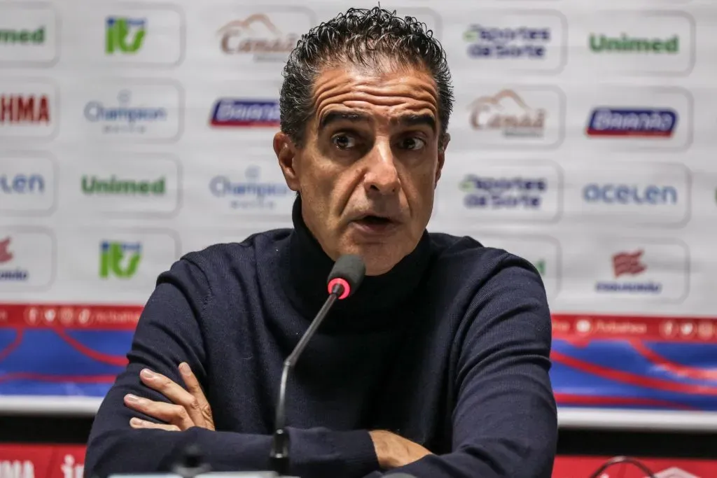PR – CURITIBA – 16/07/2023 – BRASILEIRO A 2023, ATHLETICO-PR X BAHIA – Renato Paiva tecnico do Bahia durante entrevista apos a partida contra o Athletico-PR no estadio Arena da Baixada pelo campeonato Brasileiro A 2023. Foto: Robson Mafra/AGIF