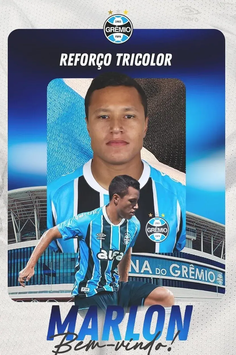 Marlon chegou com moral em solo gaúcho e a torcida gremista aprova sua contratação. Foto: Divulgação/Grêmio