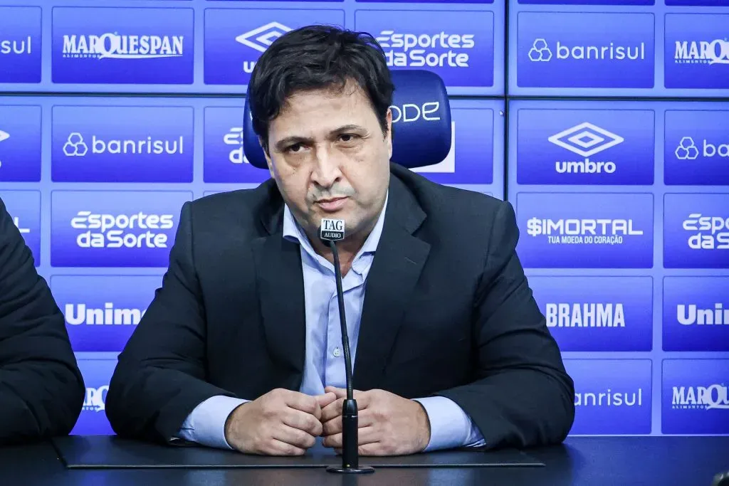 RS – PORTO ALEGRE – 29/06/2023 – GREMIO, COLETIVA DO PRESIDENTE ALBERTO GUERRA – Alberto Guerra presidente do Gremio durante em coletiva de imprensa realizada no CT Luiz Carvalho. Foto: Maxi Franzoi/AGIF