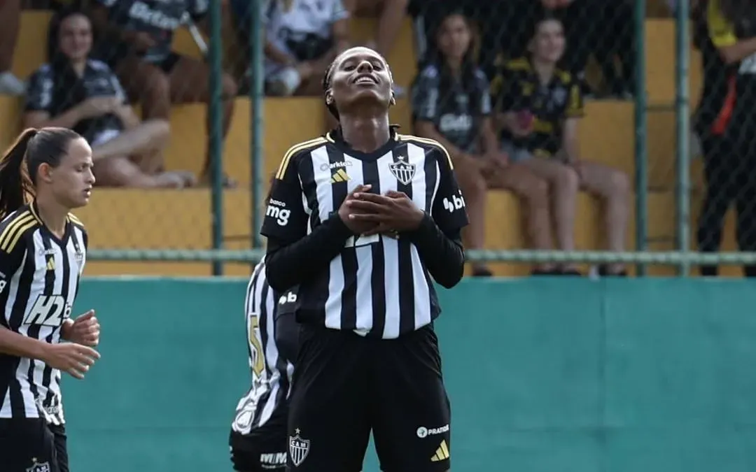 Zagueira do Galo comemora primeiro gol pelo clube na estreia d Brasileirão A2. Foto: Divulgação/Atlético Mineiro