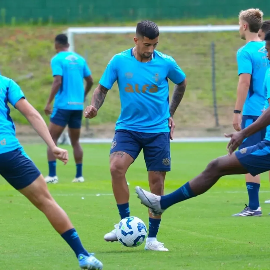 Equipe do Grêmio em treino nesta terça-feira (29) – Foto: Reprodução/Instagram