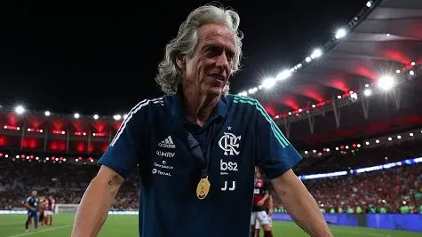Jorge Jesus comemorando. Foto: Buda Mendes/Getty Images