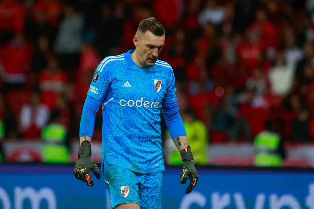 RS – PORTO ALEGRE – 08/08/2023 – LIBERTADORES 2023, INTERNACIONAL X RIVER PLATE – Franco Armani jogador do River Plate durante partida contra o Internacional no estadio Beira-Rio pelo campeonato Libertadores 2023. Foto: Luiz Erbes/AGIF
