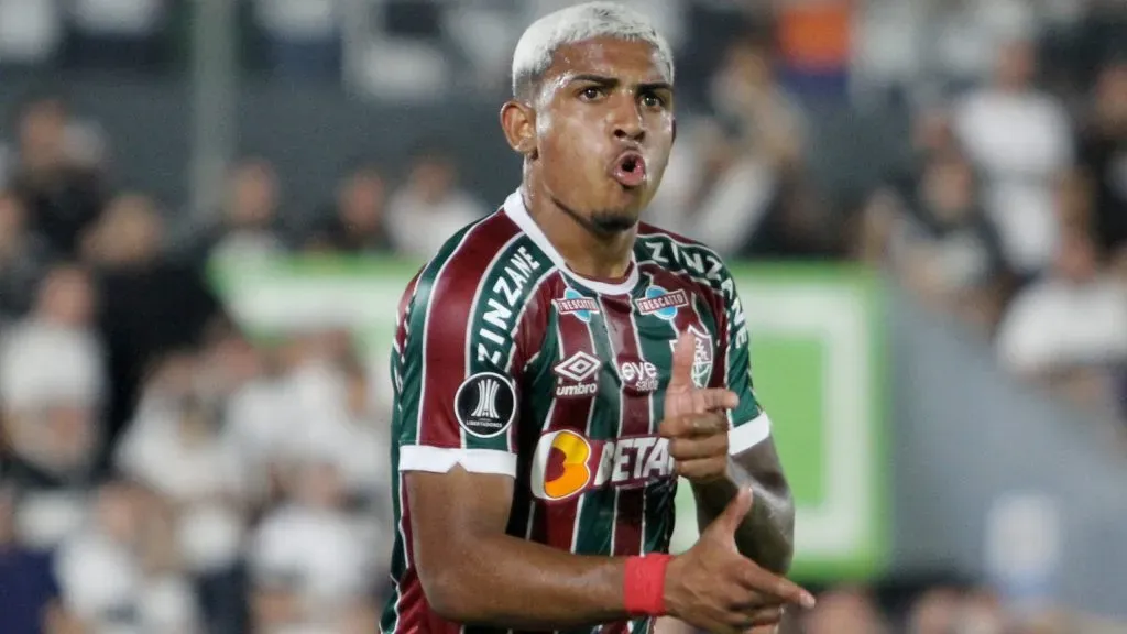 ASUNCION, PARAGUAY – AUGUST 31: John Kennedy of Fluminense celebrates after scoring the team’s first goal during the Copa CONMEBOL Libertadores 2023 quarterfinal second leg match between Olimpia and Fluminense at Estadio Defensores del Chaco on August 31, 2023 in Asuncion, Paraguay. (Photo by Christian Alvarenga/Getty Images)
