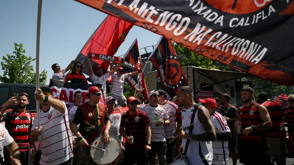 PHILADELPHIA, PENNSYLVANIA – JUNE 20: Fans of CR Flamengo are seen outside of the stadium enjoying the pre match atmosphere prior to the FIFA Club World Cup 2025 group D match between CR Flamengo and Chelsea FC at Lincoln Financial Field on June 20, 2025 in Philadelphia, Pennsylvania. (Photo by David Ramos/Getty Images)