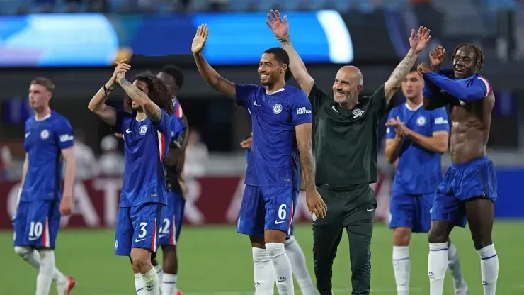 Jogadores do Chelsea comemoram a classificação em cima do Benfica no Mundial de Clubes. Foto: Divulgação/Chelsea