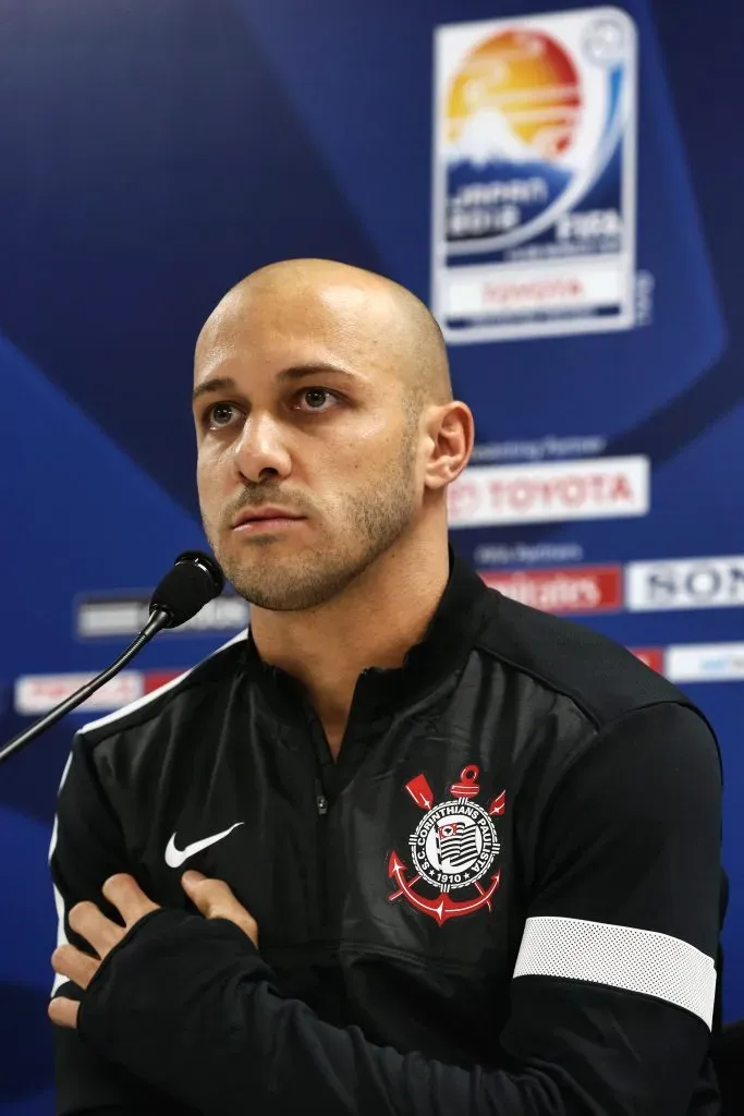 Alessandro of Corinthians answers a question during the Corinthians Press Conference at Toyota Stadium on December 11, 2012 in Toyota, Japan. (Photo by Lintao Zhang/Getty Images)