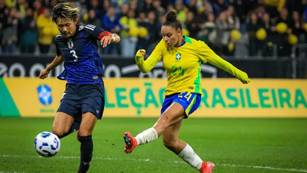 SP – SAO PAULO – 30/05/2025 – AMISTOSO FEMININO, BRASIL X JAPAO – Dudinha jogadora do Brasil durante partida contra o Japao no estadio Arena Corinthians pelo campeonato Amistoso. Foto: Fabio Giannelli/AGIF