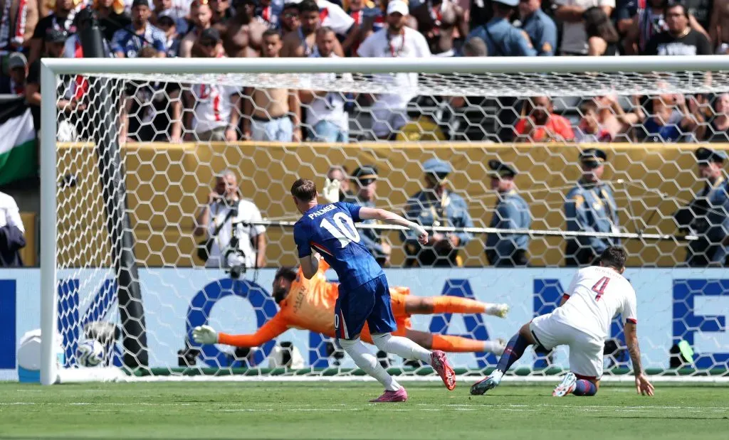 Cole Palmer of Chelsea FC scores his team’s second goal past Gianluigi Donnarumma #1 of Paris Saint-Germain during the FIFA Club World Cup 2025 Final – (Photo by Dan Mullan/Getty Images)