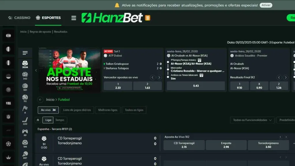 Visite o site da Hanzbet Brasil para conhecer um amplo catálogo de apostas esportivas e jogos online | Crédito: Reprodução / Hanzbet Brasil