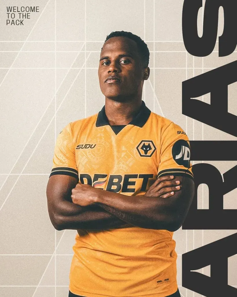No futebol inglês, Arias chegou com moral e veste a camisa 10 do Wolverhampton. Foto: Divulgação redes sociais/Wolves