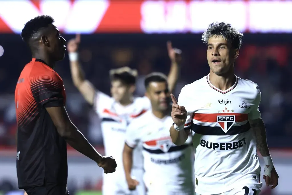 O São Paulo venceu o primeiro jogo por 2 a 1 no Morumbis com gols de Ferreirinha e Pablo Maia. Foto: Marcello Zambrana/AGIF