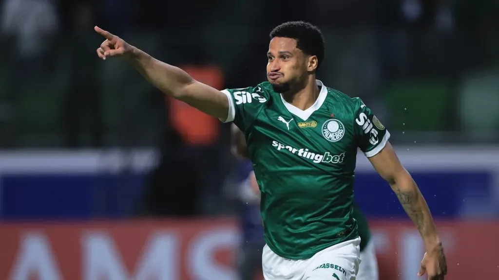 Murilo jogador do Palmeiras comemora seu gol durante partida contra o Bolivar no estadio Arena Allianz Parque pelo campeonato Copa Libertadores 2025. Foto: Ettore Chiereguini/AGIF